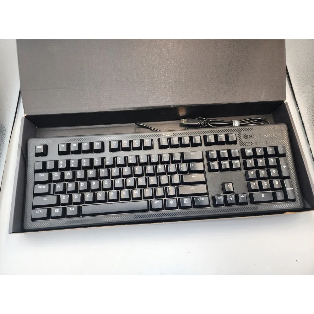SteelSeries‎ Apex 100 Illuminated Gaming Keyboard Blue LED Wired Black KB-0004